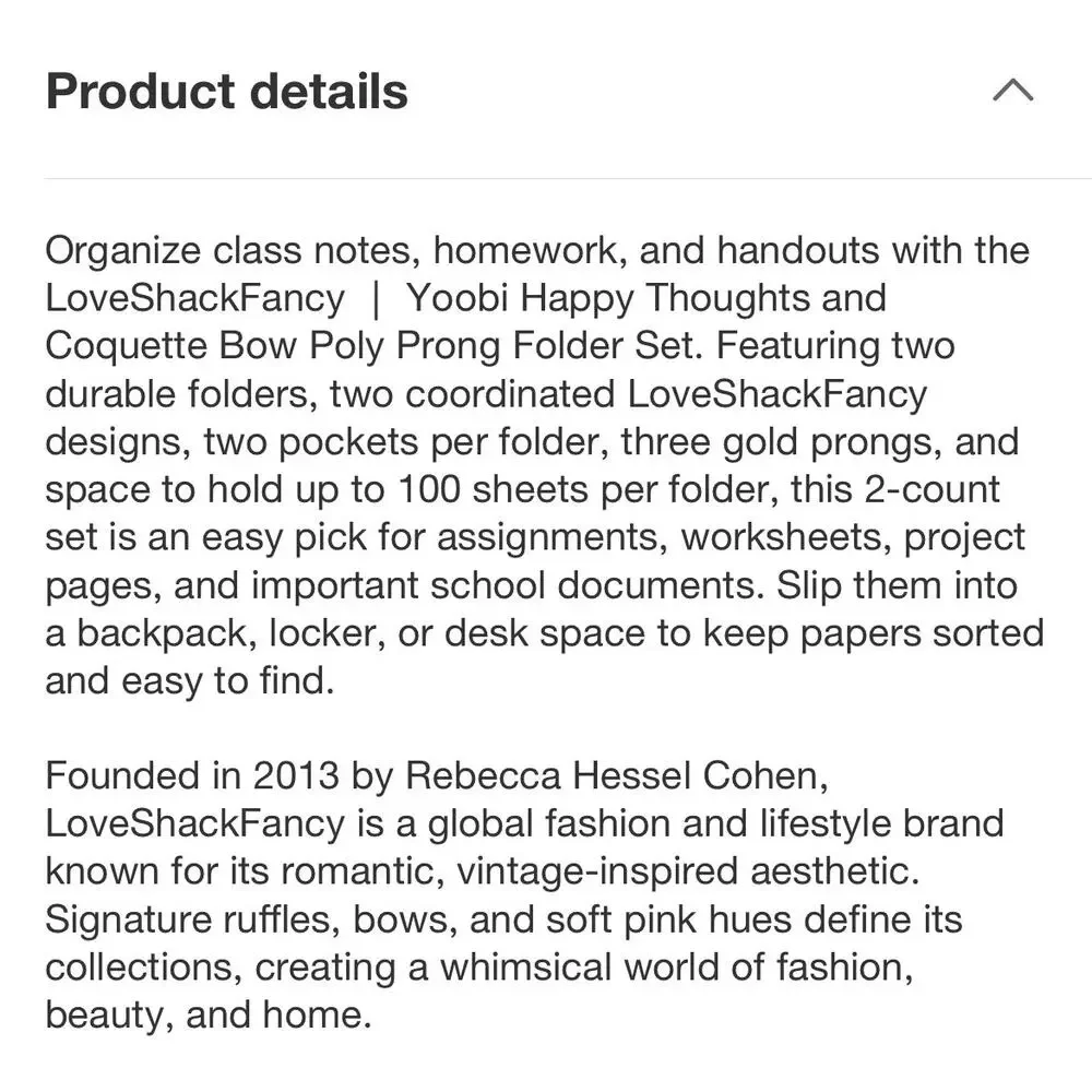 LoveShackFancy x Target Yoobi Happy Thoughts & Coquette Bow 2 Pack Folders
